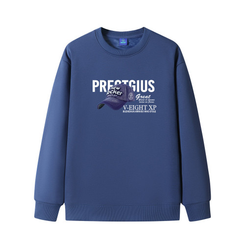 2件裝加絨加厚男士衛衣套頭圓領長袖T純棉薄款寬鬆上衣青年外套潮