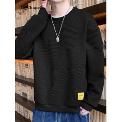 拉夏貝爾2026秋冬季衛衣男高級感圓領寬鬆新款加絨長袖t恤打底衫