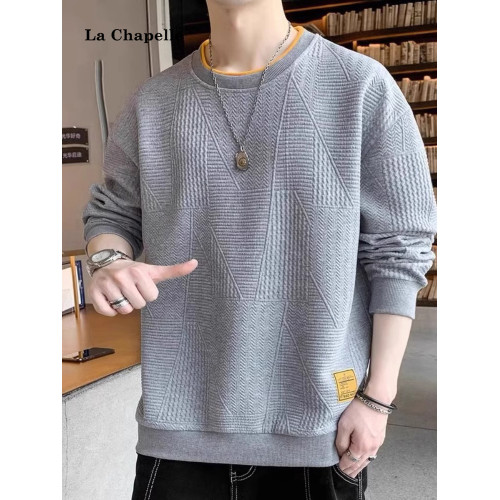 拉夏貝爾2026秋冬季衛衣男高級感圓領寬鬆新款加絨長袖t恤打底衫 拉夏貝爾2026秋冬季衛衣男高級感圓領寬鬆新款加絨長袖t恤打底衫