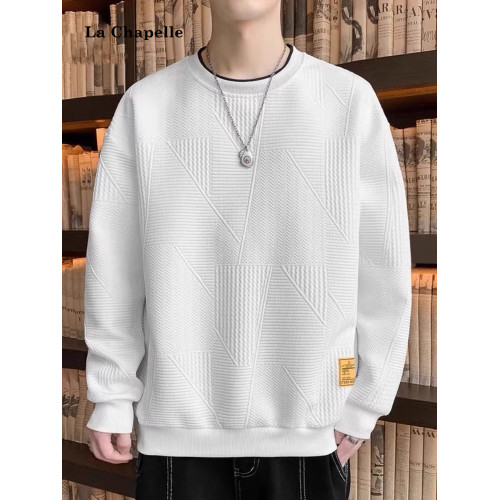 拉夏貝爾2026秋冬季衛衣男高級感圓領寬鬆新款加絨長袖t恤打底衫 拉夏貝爾2026秋冬季衛衣男高級感圓領寬鬆新款加絨長袖t恤打底衫