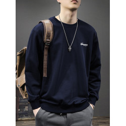 2025新款春秋款男裝秋季潮牌圓領衛衣男士長袖T恤上衣秋冬款男款