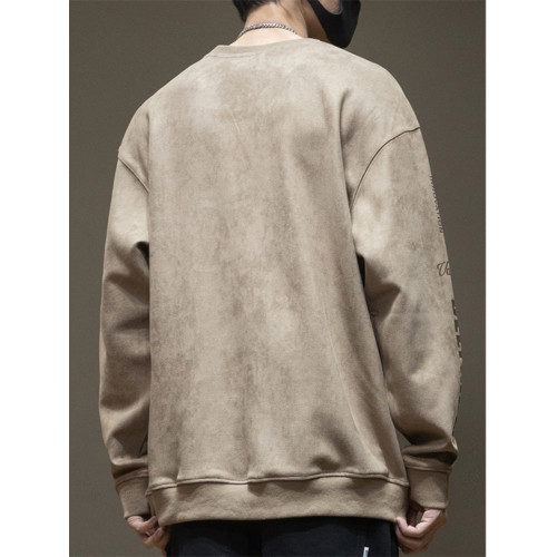 美式麂皮絨圓領衛衣男士秋季潮牌ins胖子加肥加大碼休閒長袖上衣