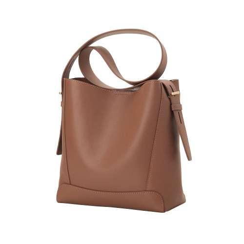 水桶包2025秋冬新款單肩通勤包百搭牛皮大容量托特包斜背真皮女包