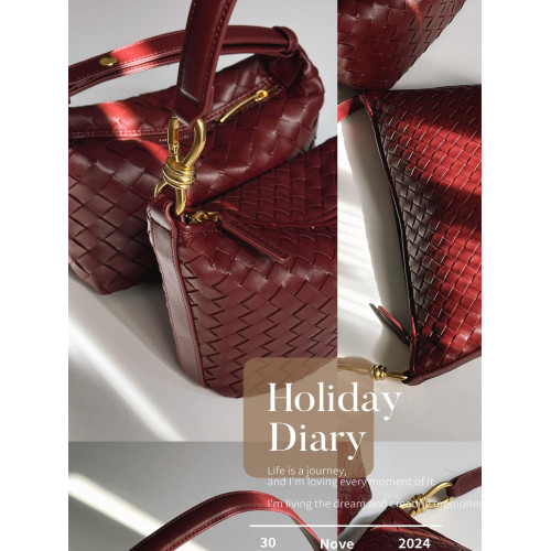 韓風純手工編織餃子包軟皮復古安可拉紅包包女慵懶菜籃子包