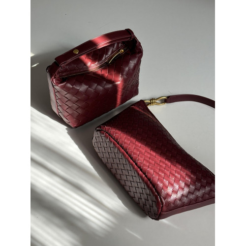 韓風純手工編織餃子包軟皮復古安可拉紅包包女慵懶菜籃子包