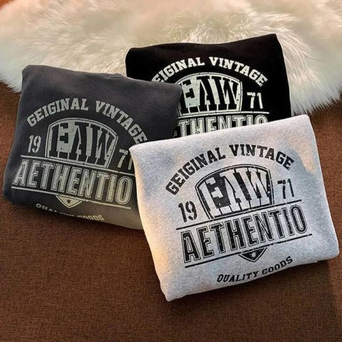 美式休閒字母印花連帽衛衣情侶裝秋冬季ins韓版寬鬆復古外套男女