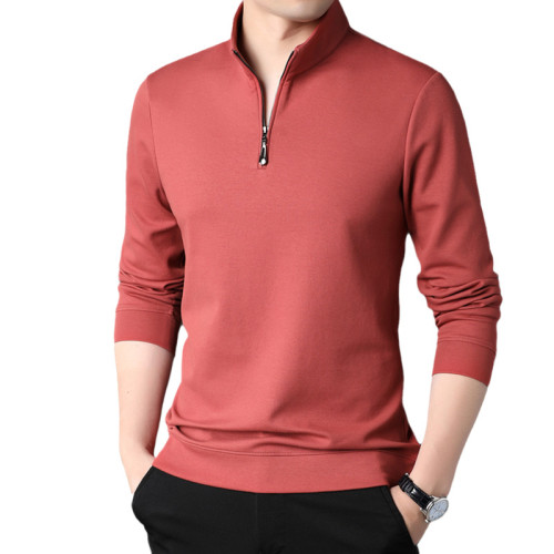 啄木鳥春秋長袖衛衣男中年半拉棉質T恤寬鬆爸爸裝立領秋衣打底衫 啄木鳥春秋長袖衛衣男中年半拉棉質T恤寬鬆爸爸裝立領秋衣打底衫