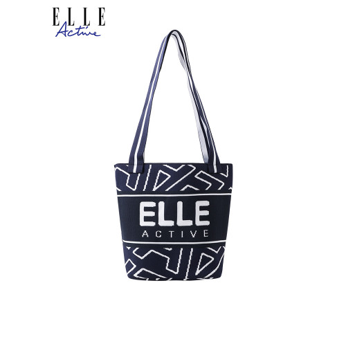 ELLE Active時尚百搭針織單肩包大容量手提袋水桶包設計感托特包