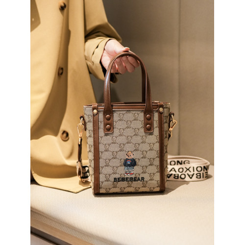 北包包2025新款原創小熊帆布水桶包寬肩帶斜背時尚百搭手提手機包 北包包2025新款原創小熊帆布水桶包寬肩帶斜背時尚百搭手提手機包