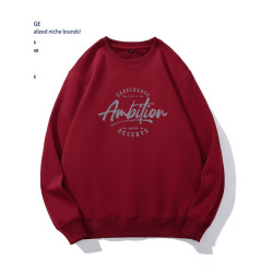 港風復古秋冬新款韓版100%純棉圓領衛衣男裝加絨寬鬆百搭美式潮牌