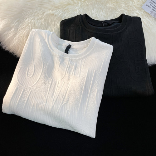 立體提花長袖恤男士款寬鬆潮牌美式高街秋裝潮流ins圓領衛衣外套 立體提花長袖恤男士款寬鬆潮牌美式高街秋裝潮流ins圓領衛衣外套