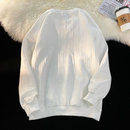 立體提花長袖恤男士款寬鬆潮牌美式高街秋裝潮流ins圓領衛衣外套 立體提花長袖恤男士款寬鬆潮牌美式高街秋裝潮流ins圓領衛衣外套