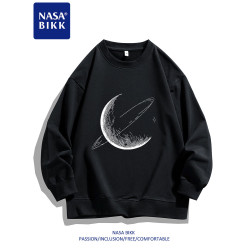 NASA重磅美式衛衣男女情侶春秋印花圓領套頭寬鬆百搭潮流長袖上衣