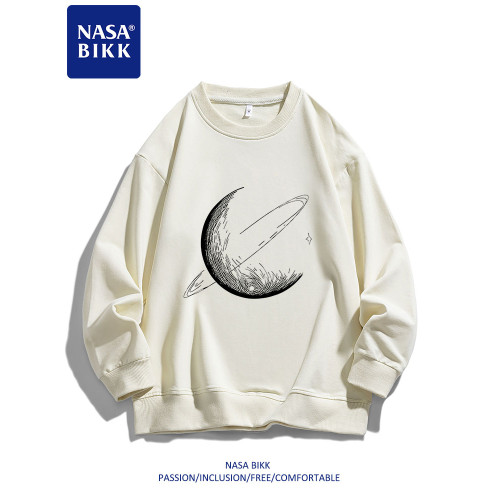 NASA重磅美式衛衣男女情侶春秋印花圓領套頭寬鬆百搭潮流長袖上衣