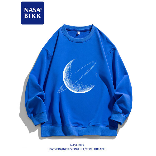 NASA重磅美式衛衣男女情侶春秋印花圓領套頭寬鬆百搭潮流長袖上衣