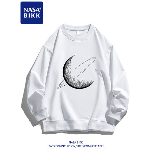NASA重磅美式衛衣男女情侶春秋印花圓領套頭寬鬆百搭潮流長袖上衣