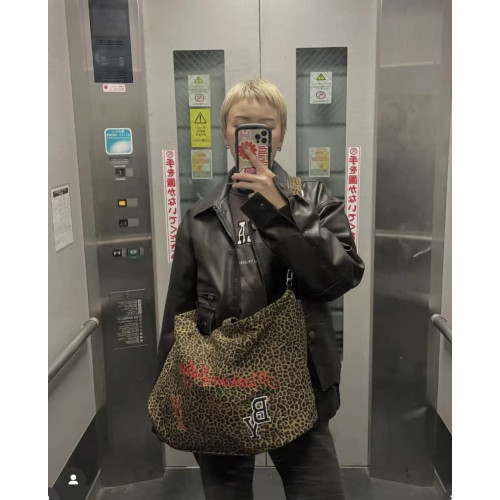 日本貴牌bibi豹紋貼布刺綉托特包