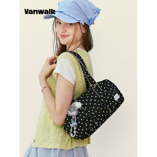 VANWALK Starry新款波點包包女生通勤手提單肩包日常百搭枕頭包