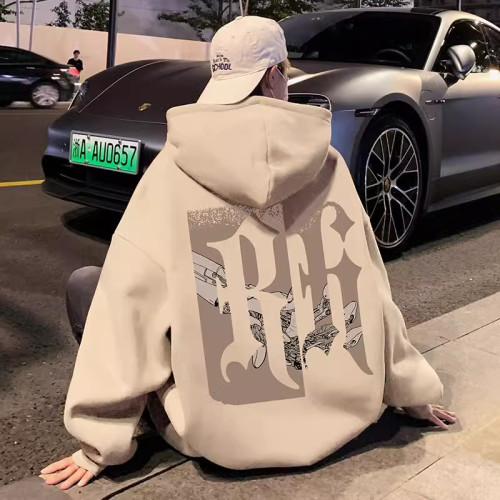 美式復古連帽衛衣男秋冬季加絨嘻哈套頭上衣ins潮牌重磅寬鬆外套