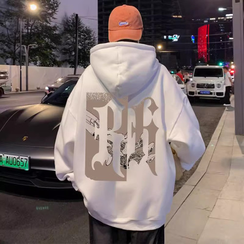 美式復古連帽衛衣男秋冬季加絨嘻哈套頭上衣ins潮牌重磅寬鬆外套