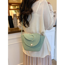 2025新款潮手工編織小衆洋氣草編水桶包包時尚度假沙灘編織單肩包