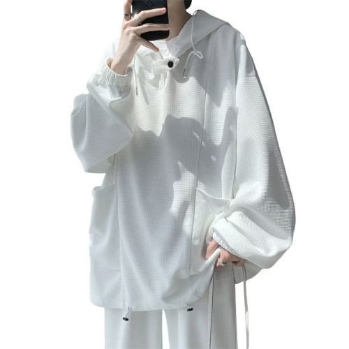 2025設計感華夫格衛衣男女小衆ins港風潮流寬鬆連帽外穿體恤外套 2025設計感華夫格衛衣男女小衆ins港風潮流寬鬆連帽外穿體恤外套