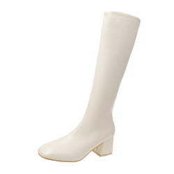 長筒靴女2025秋冬方頭馬丁靴英倫風長靴不過膝騎士靴顯瘦高筒靴女