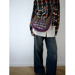 housedesign原創2025秋冬新款單肩腋下月牙包毛絨毛呢斜背毛毛包