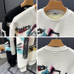 春秋季美式塗鴉字母印花圓領衛衣男士潮牌時尚痞帥修身長袖打底衫