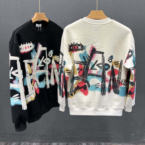 春秋季美式塗鴉字母印花圓領衛衣男士潮牌時尚痞帥修身長袖打底衫