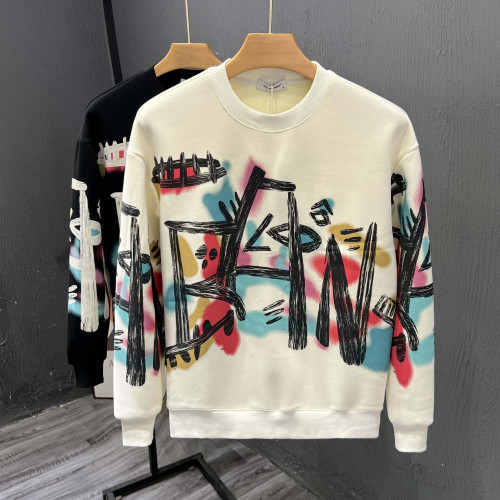 春秋季美式塗鴉字母印花圓領衛衣男士潮牌時尚痞帥修身長袖打底衫