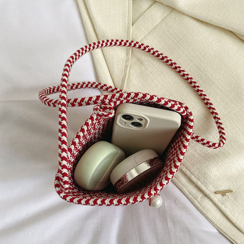 編織包女草編包包2023新款潮時尚百搭ins斜後後背包海邊度假包水桶包