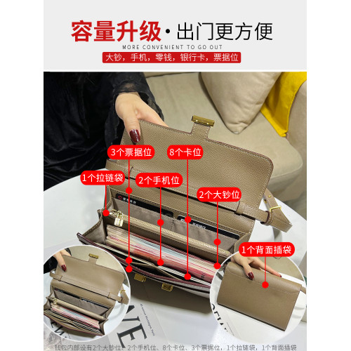 h釦真皮康康包mini錢包女士長款質感斜背小包灰色包包迷你手機包