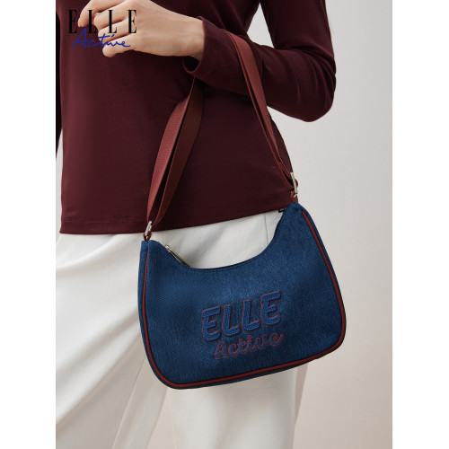 ELLE Active女包時尚休閒斜後後背包百搭氣質單肩包戶外運動風腋下包