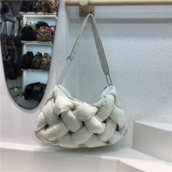 小髒櫃 韓國小衆東大門羽絨棉編織包新款時髦個性單肩斜背托特包