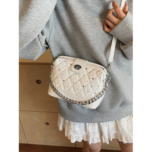 小衆設計包包女式2025新款夏天百搭超火斜後後背包韓版手提菱格水桶包