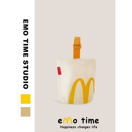 emo原創M記麥麥門帆布袋水桶包情侶學生休閒個性創意禮物收納包