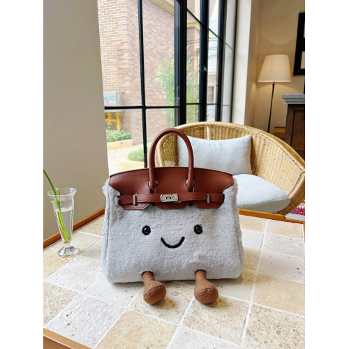 原創小衆設計敲可愛卡通毛絨鉑金包bk小精靈手提包通勤凱莉斜後後背包