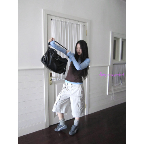 ang:project 5/6新品古早做舊柔軟中古風機車托特包單肩斜後後背包