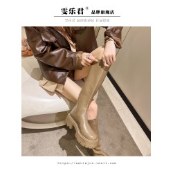 韓版粗跟不過膝長靴女後拉鍊顯瘦瘦靴秋冬新款彈力靴高筒靴騎士靴