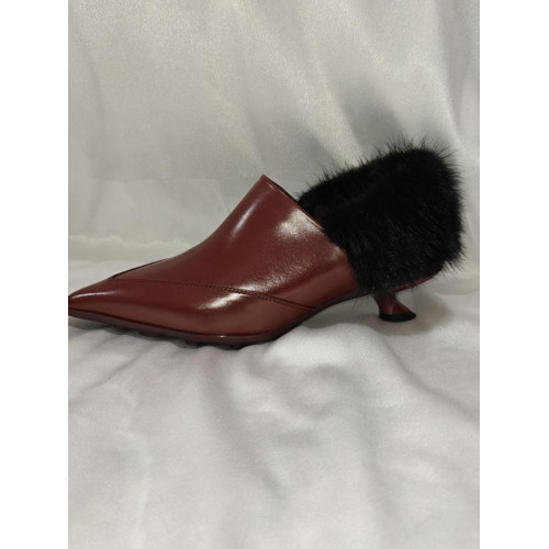 正版真皮-4cm高2026秋季新款氣質水貂毛小衆設計極簡尖頭百搭女鞋