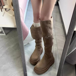 時尚百搭洋氣長筒靴女2025年新款辣妹增高顯瘦高筒長靴子騎士靴子