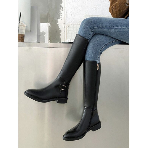 長筒靴騎士靴女2025春季新款顯瘦馬丁不過膝高筒靴小個子長靴時尚