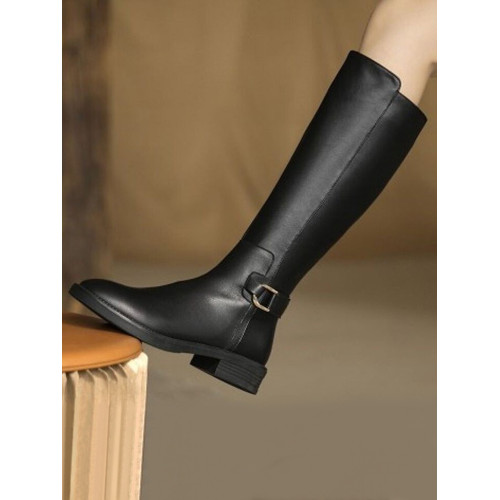 長筒靴騎士靴女2025春季新款顯瘦馬丁不過膝高筒靴小個子長靴時尚