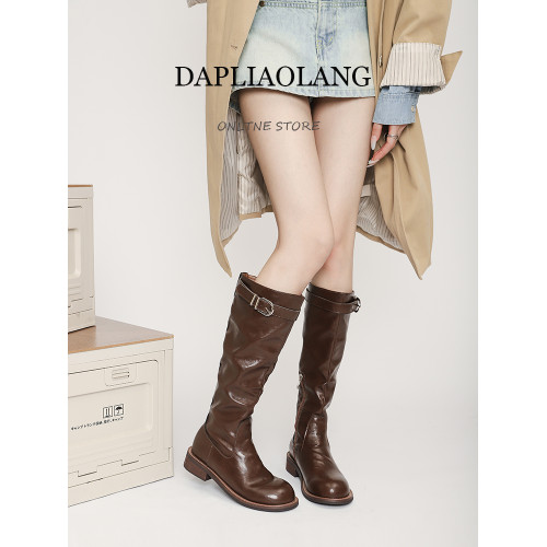 棕色高筒胖mm大筒圍長筒靴女粗腿平底英倫風騎士靴大碼長靴41到43 棕色高筒胖mm大筒圍長筒靴女粗腿平底英倫風騎士靴大碼長靴41到43