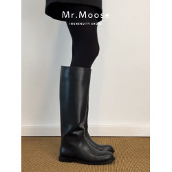 復古圓頭粗跟騎士靴女2026秋冬新款顯瘦百搭不過膝長筒靴高筒靴子