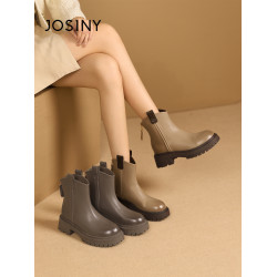 卓詩尼厚底短靴女秋冬季馬丁靴復古粗跟菸筒靴子女百搭短筒瘦瘦靴