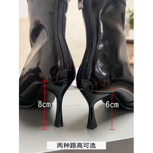 黑色尖頭細跟短靴女法式氣質高跟瘦瘦靴子2026巨好看秋冬新款單靴