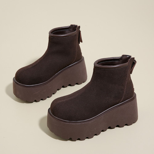 真皮厚底加絨保暖增高煙囪靴女冬季新款小個子輕便小碼34二棉短靴 真皮厚底加絨保暖增高煙囪靴女冬季新款小個子輕便小碼34二棉短靴