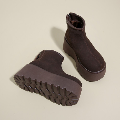 真皮厚底加絨保暖增高煙囪靴女冬季新款小個子輕便小碼34二棉短靴 真皮厚底加絨保暖增高煙囪靴女冬季新款小個子輕便小碼34二棉短靴